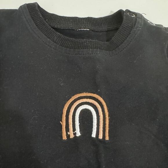 Black Neutral Rainbow Embroidered Bubble Romper 3-6 Months - Picture 2 of 2